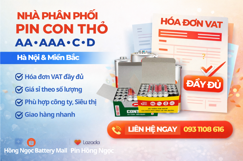 Nhà phân phối pin Con Thỏ Hà Nội & miền Bắc | Giá sỉ doanh nghiệp, VAT, giao theo tuyến
