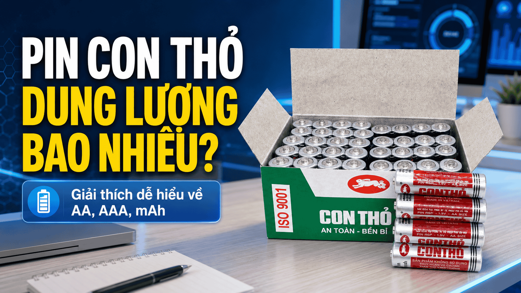 Pin Con Thỏ Dung Lượng Bao Nhiêu? Giải Thích Dễ Hiểu Về AA, AAA, mAh, W Và Ampe