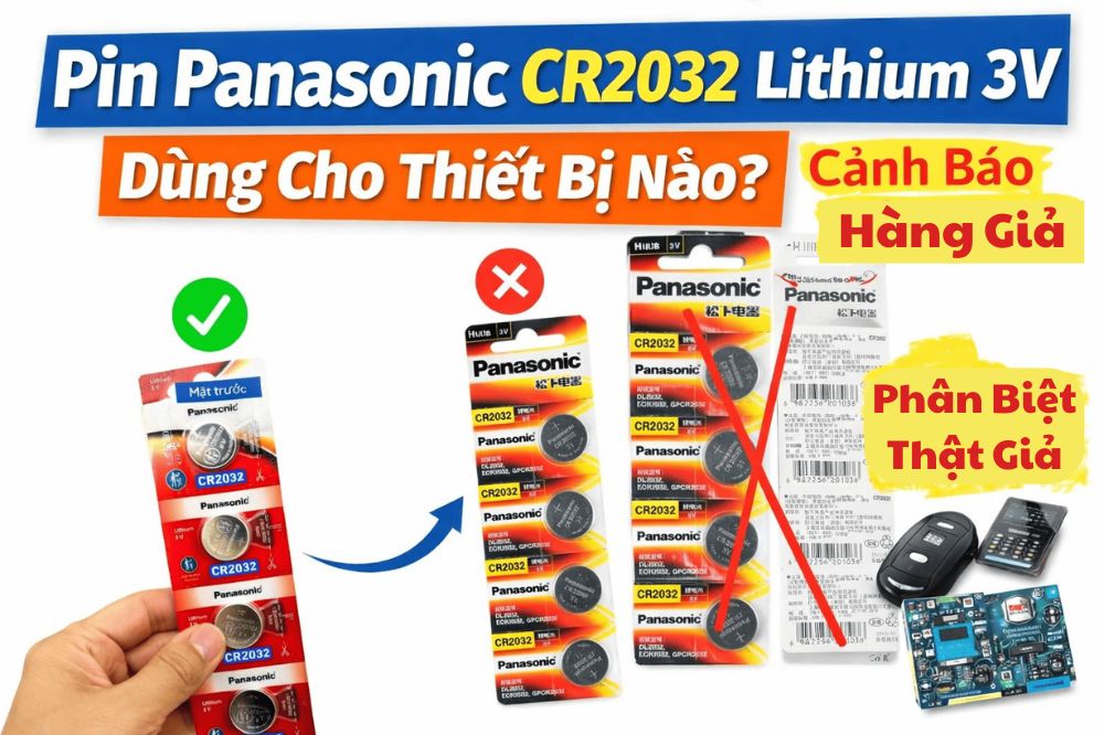 Pin Panasonic CR2032 Lithium 3V – Dùng Cho Smartkey, Remote Ô Tô | Phân Biệt Thật Giả