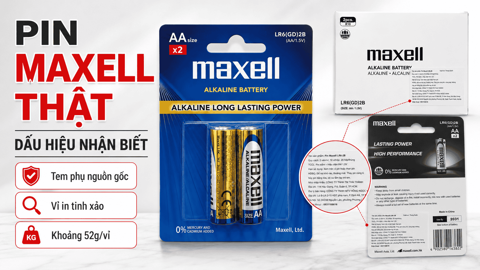 Pin Maxell Thật: Cách Nhận Biết Qua Tem Phụ, Bao Bì Và Trọng Lượng