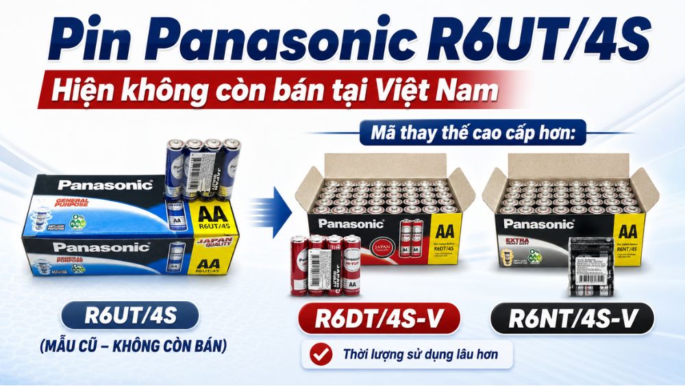 Pin Panasonic R6UT/4S còn bán không? Mã thay thế R6DT/4S-V và R6NT/4SB-V