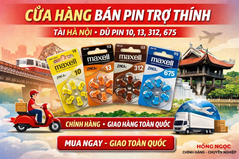 Cửa Hàng Bán Pin Trợ Thính Tại Hà Nội – Đủ Pin 10, 13, 312, 675 | Pin Hồng Ngọc