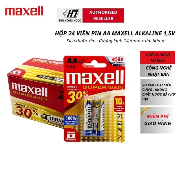 Hộp 24 viên pin Maxell Super Alkaline AA 1.5V