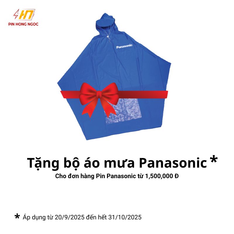Khuyến mại tặng áo mưa Panasonic khi mua Pin Panasonic tại Pin Hồng Ngọc