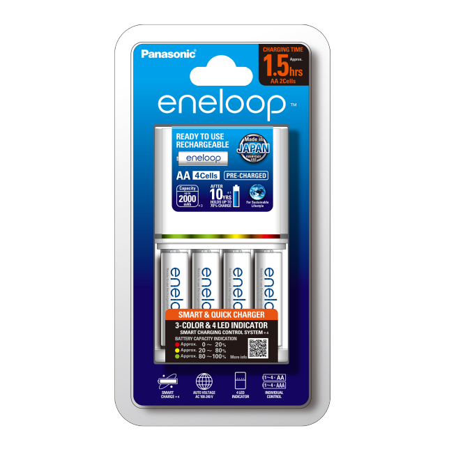 Bộ sạc nhanh Panasonic Eneloop BQ-CC55 có đèn LED