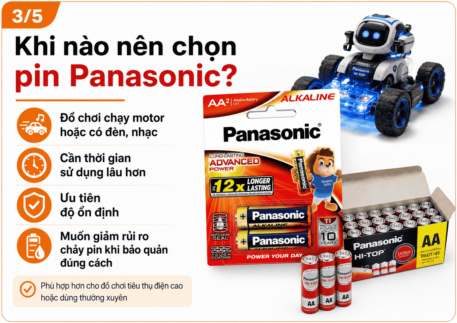 Khi nào nên chọn pin Panasonic cho đồ chơi trẻ em