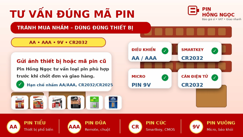 Tư vấn chọn đúng mã pin AA AAA 9V CR2032 khi mua số lượng lớn