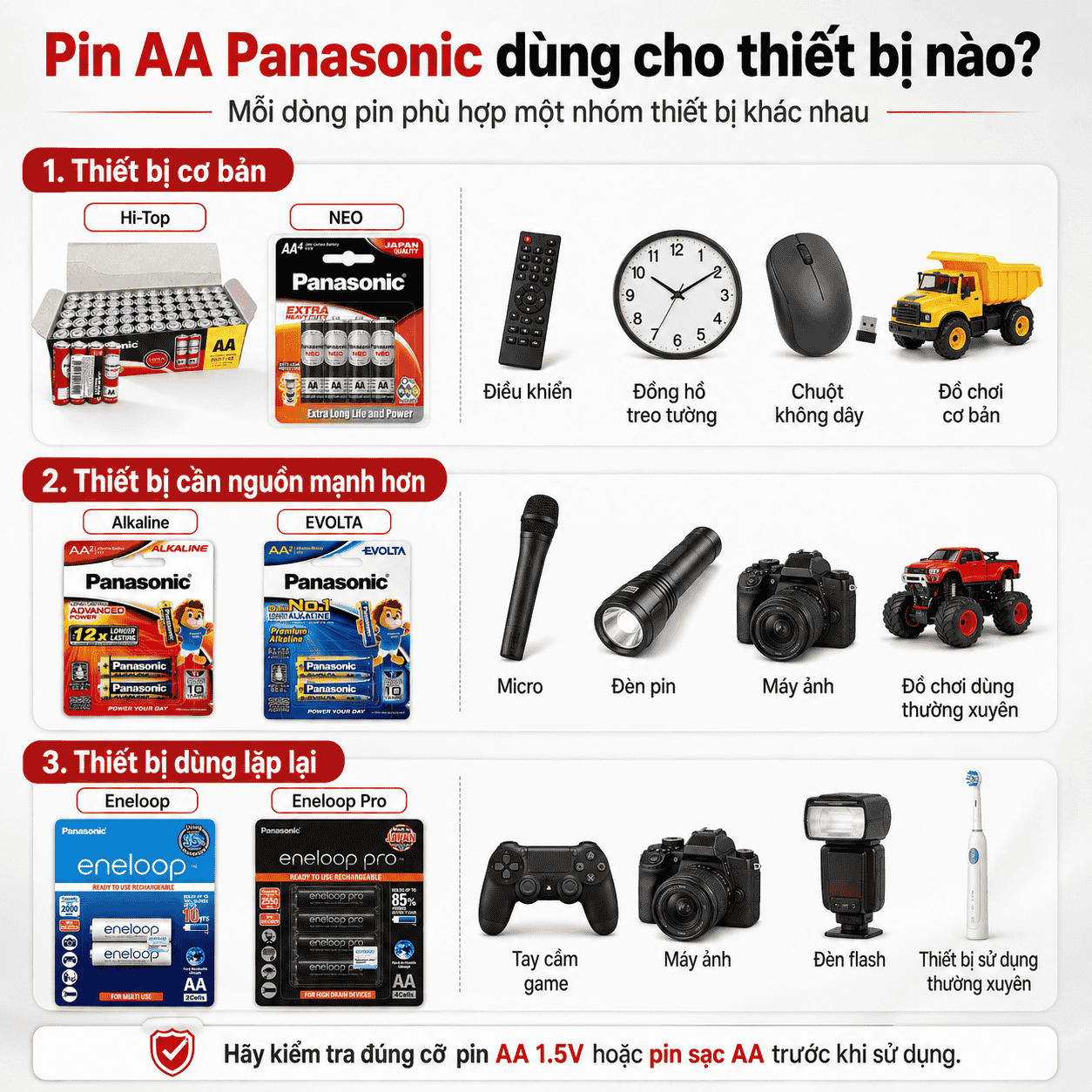 Pin AA Panasonic dùng cho remote đồng hồ chuột đồ chơi đèn pin