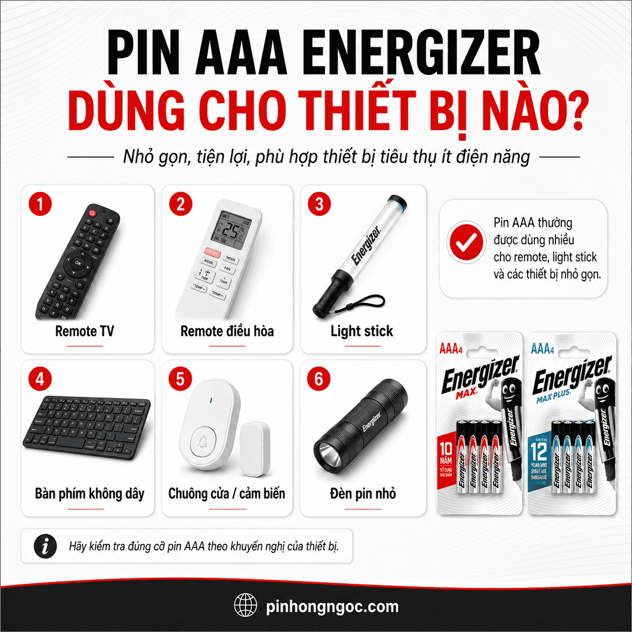 Pin AAA Energizer dùng cho thiết bị nào