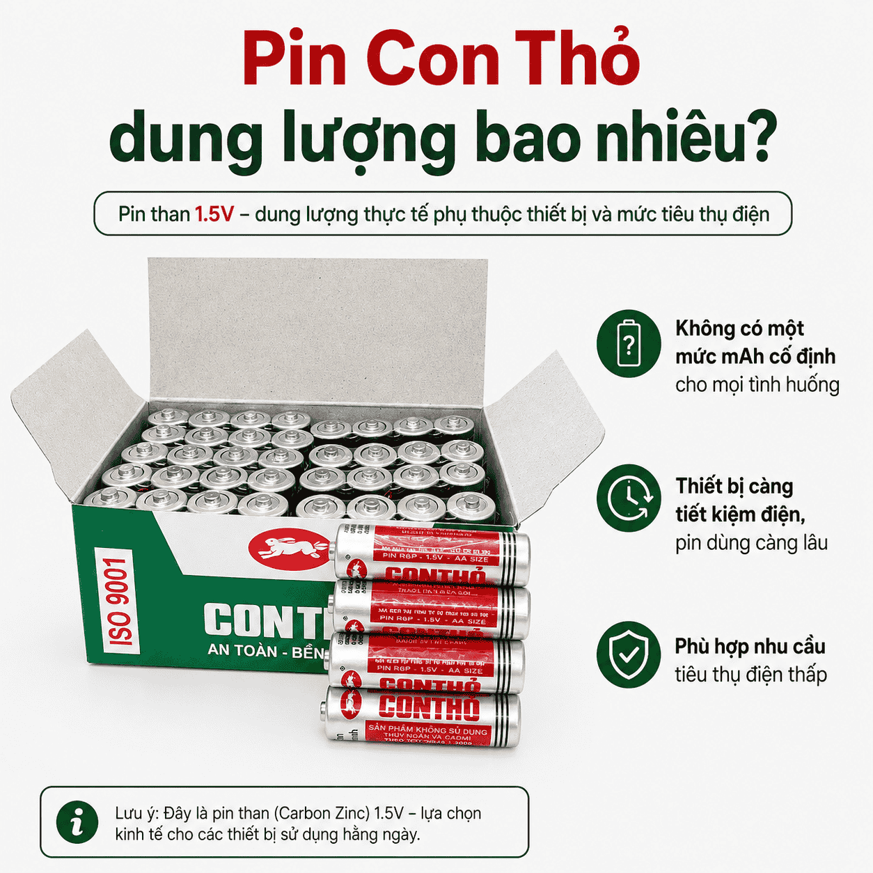 Pin Con Thỏ AA dung lượng bao nhiêu