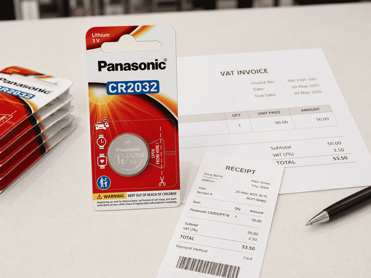 Pin Panasonic CR2032 chính hãng có hỗ trợ hóa đơn VAT