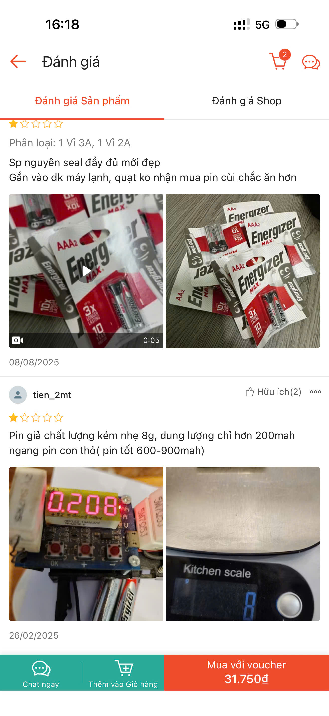 Khách hàng phản ánh pin Energizer chất lượng kém nhẹ và dung lượng thấp