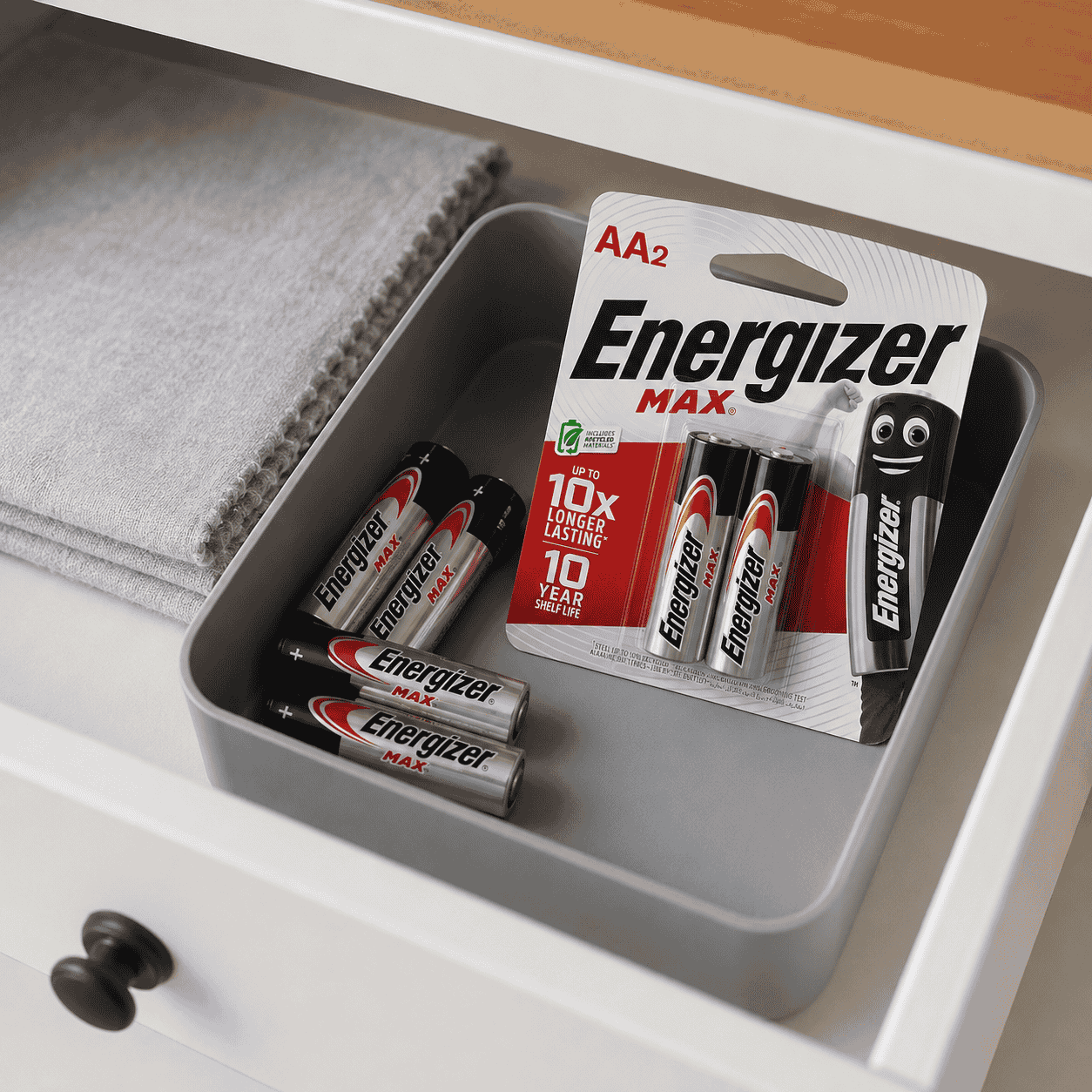 Bảo quản pin Energizer Max E91 BP2 AA nơi khô ráo thoáng mát tránh vật kim loại