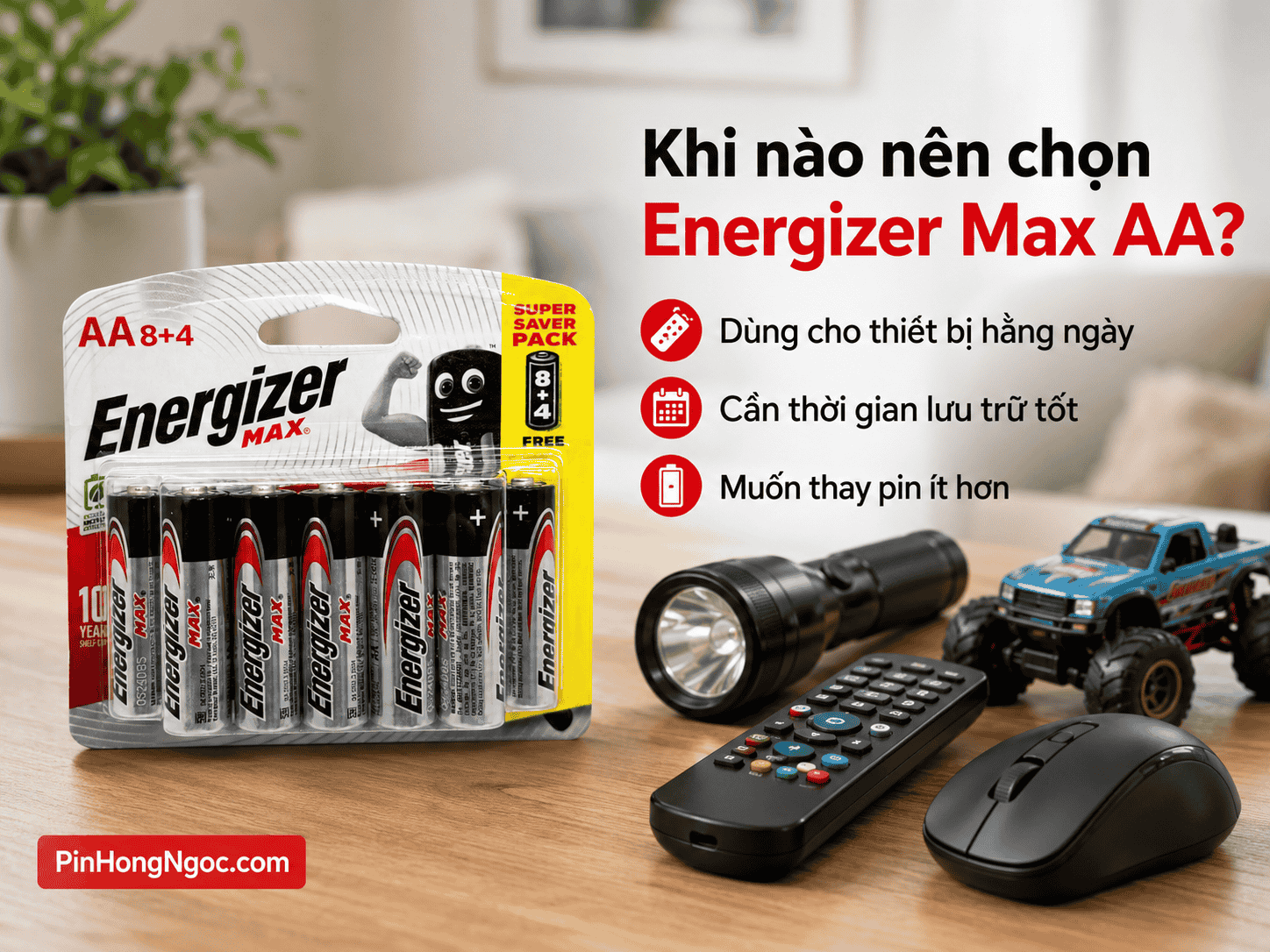 Pin Energizer Max AA E91 BP8+4 cho thiết bị sử dụng thường xuyên