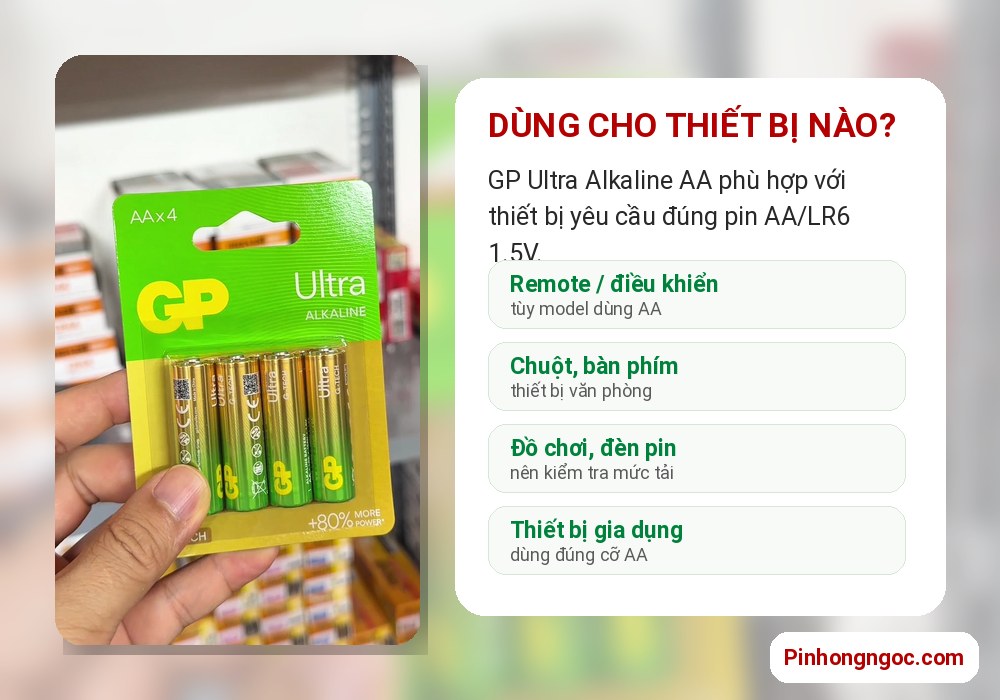 Pin GP Ultra AA dùng cho thiết bị nào