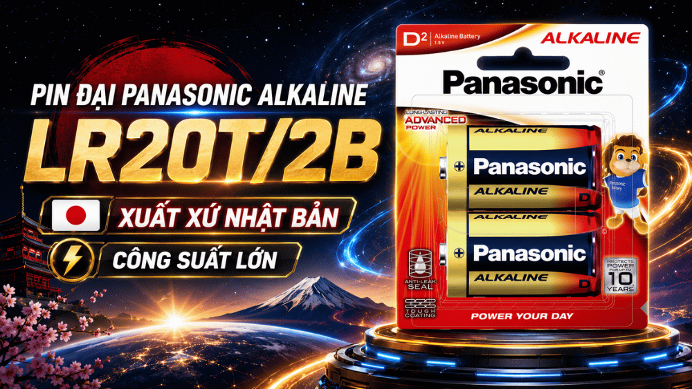Pin Panasonic Alkaline LR20T/2B cỡ D 1.5V cho thiết bị công suất cao