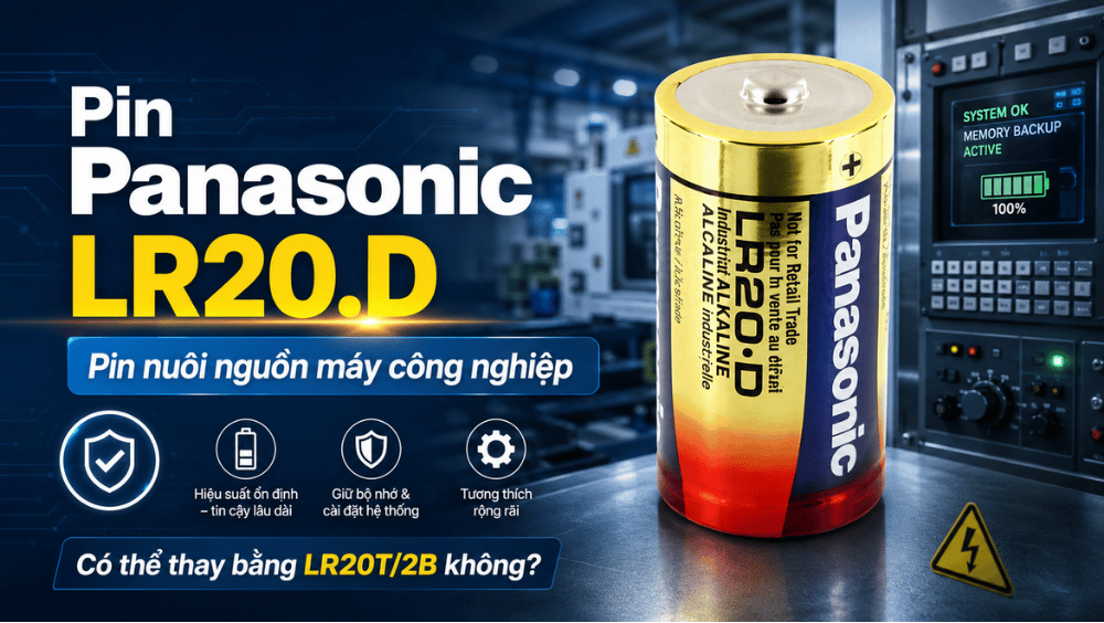 Pin Panasonic LR20.D Alkaline cỡ D thường dùng trong thiết bị công nghiệp