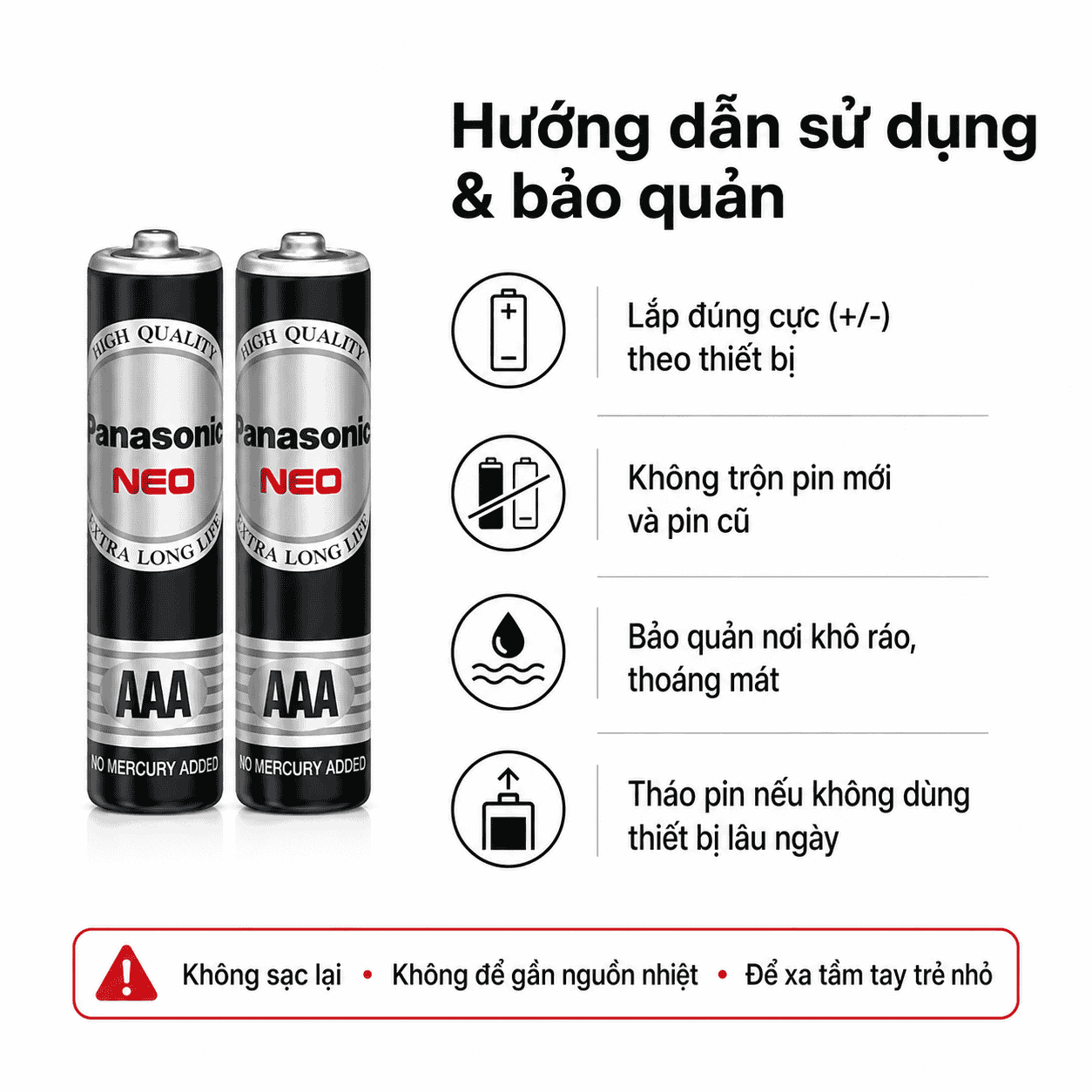 Hướng dẫn sử dụng và bảo quản pin Panasonic AAA R03NT/2S đúng cách