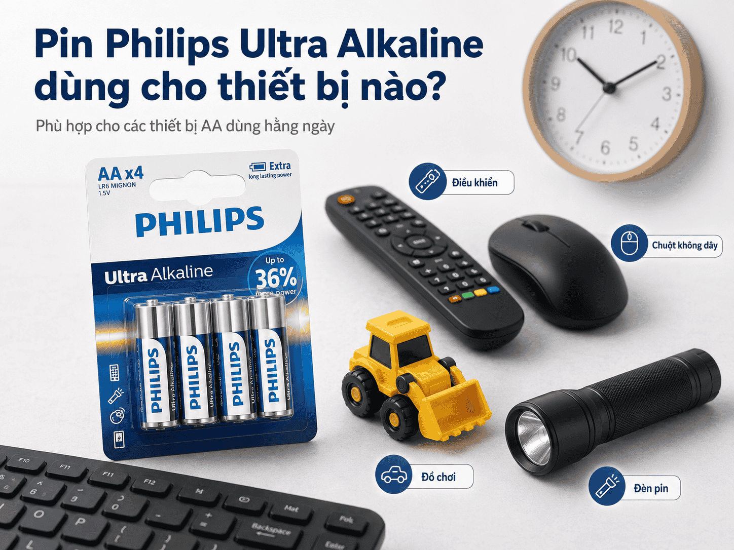 Pin Philips Ultra Alkaline dùng cho thiết bị nào