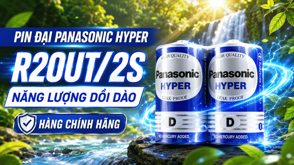 Pin Panasonic R20UT/2S cỡ D 1.5V cho thiết bị tiêu hao điện thấp