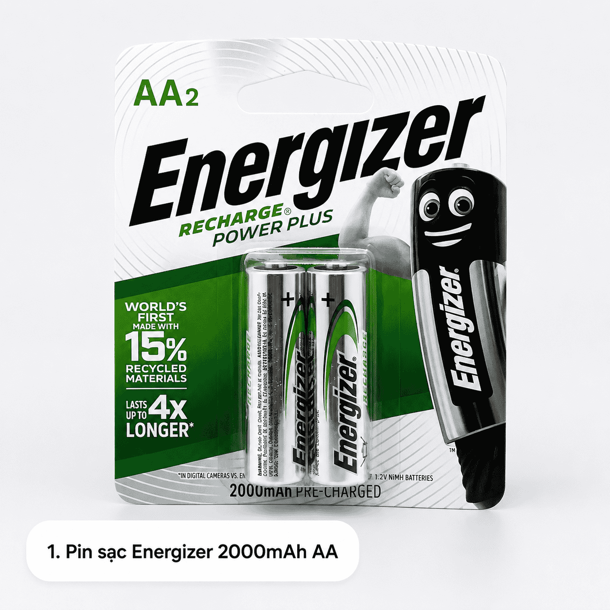Pin sạc Energizer AA 2000mAh 1.2V vỉ 2 viên