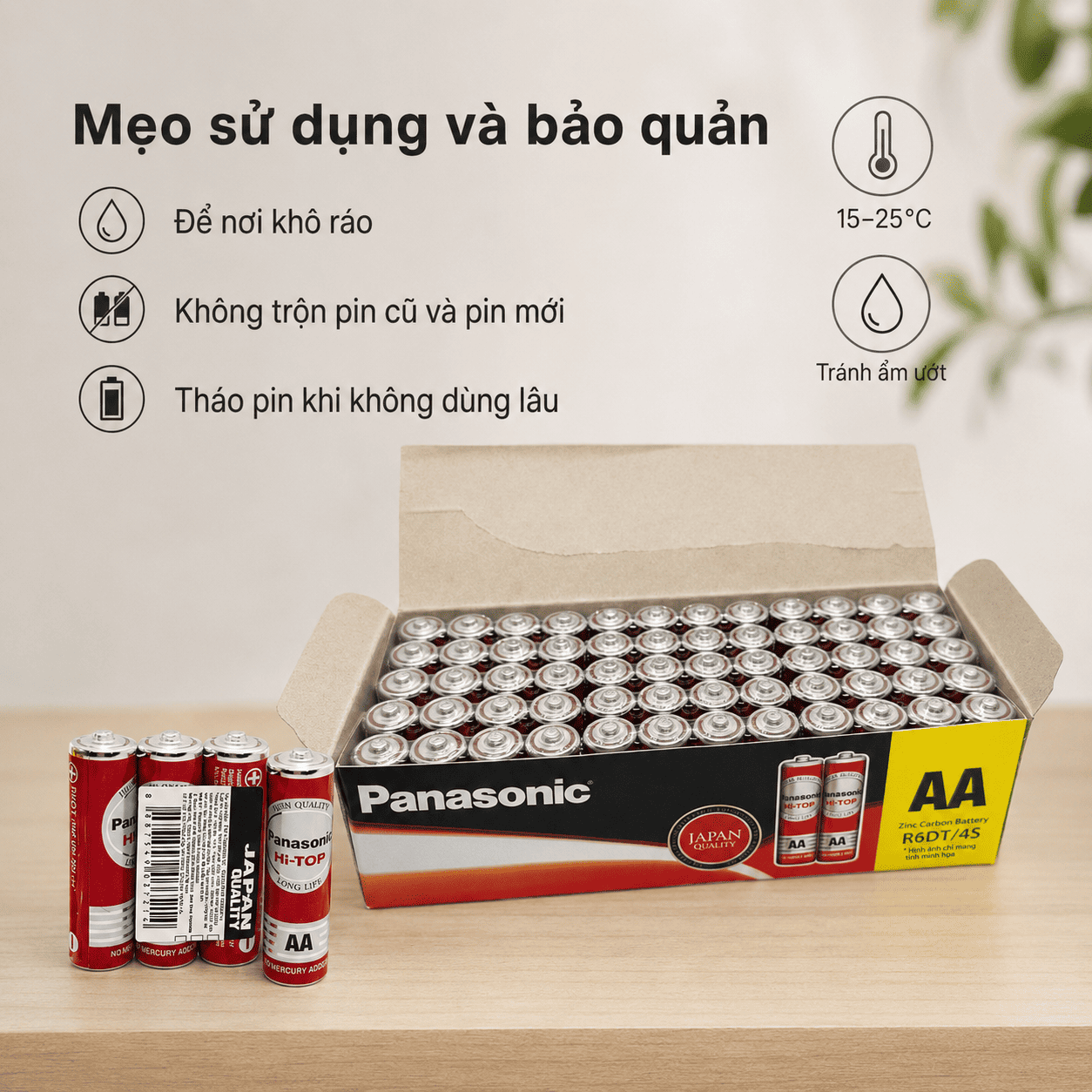 Mẹo sử dụng và bảo quản Pin Panasonic Hi-Top R6DT/4S đúng cách