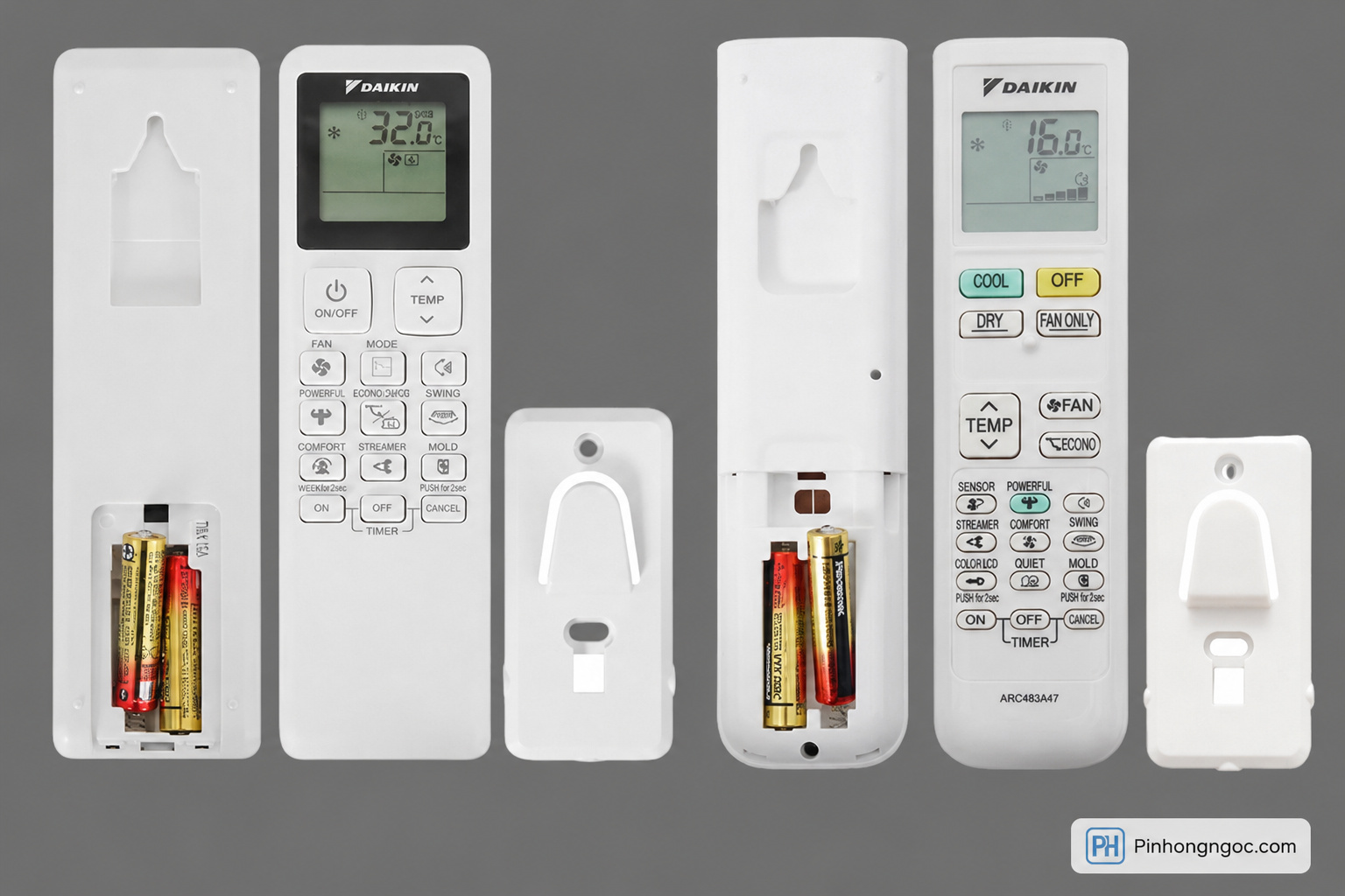Remote máy lạnh Daikin thường dùng 2 viên pin AAA 1.5V