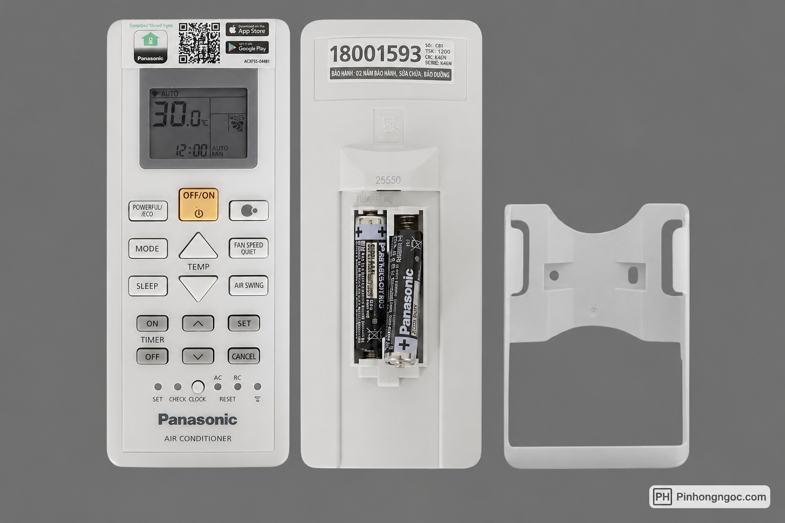 Remote máy lạnh Panasonic dùng pin AAA 1.5V lắp đúng chiều âm dương