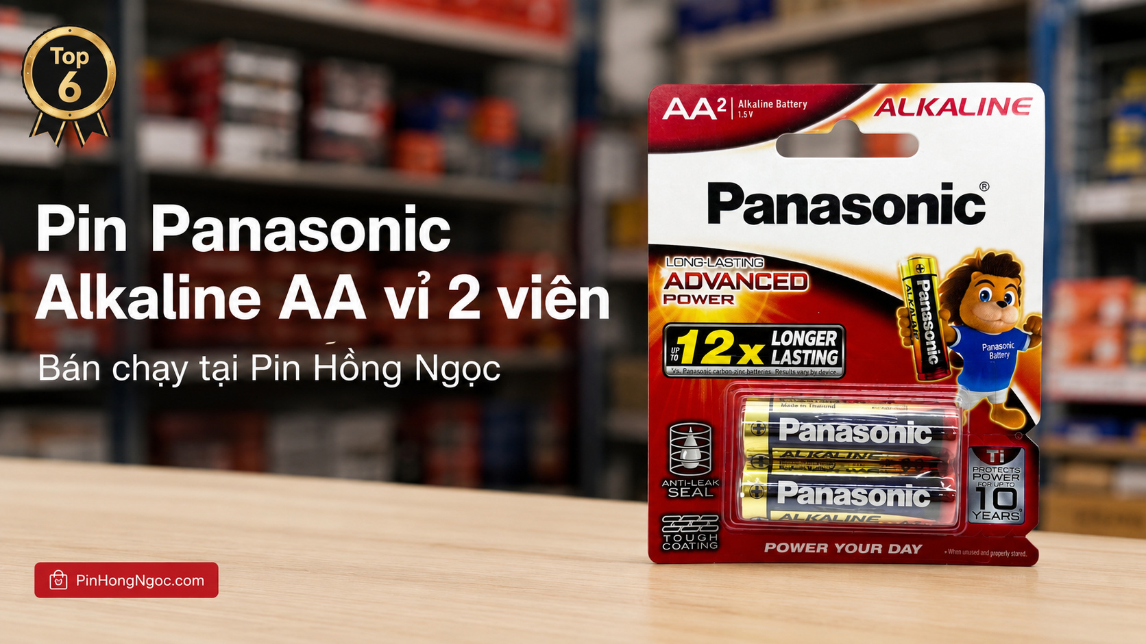 Top 6 Pin Panasonic Alkaline AA vỉ 2 viên bán chạy tại Pin Hồng Ngọc