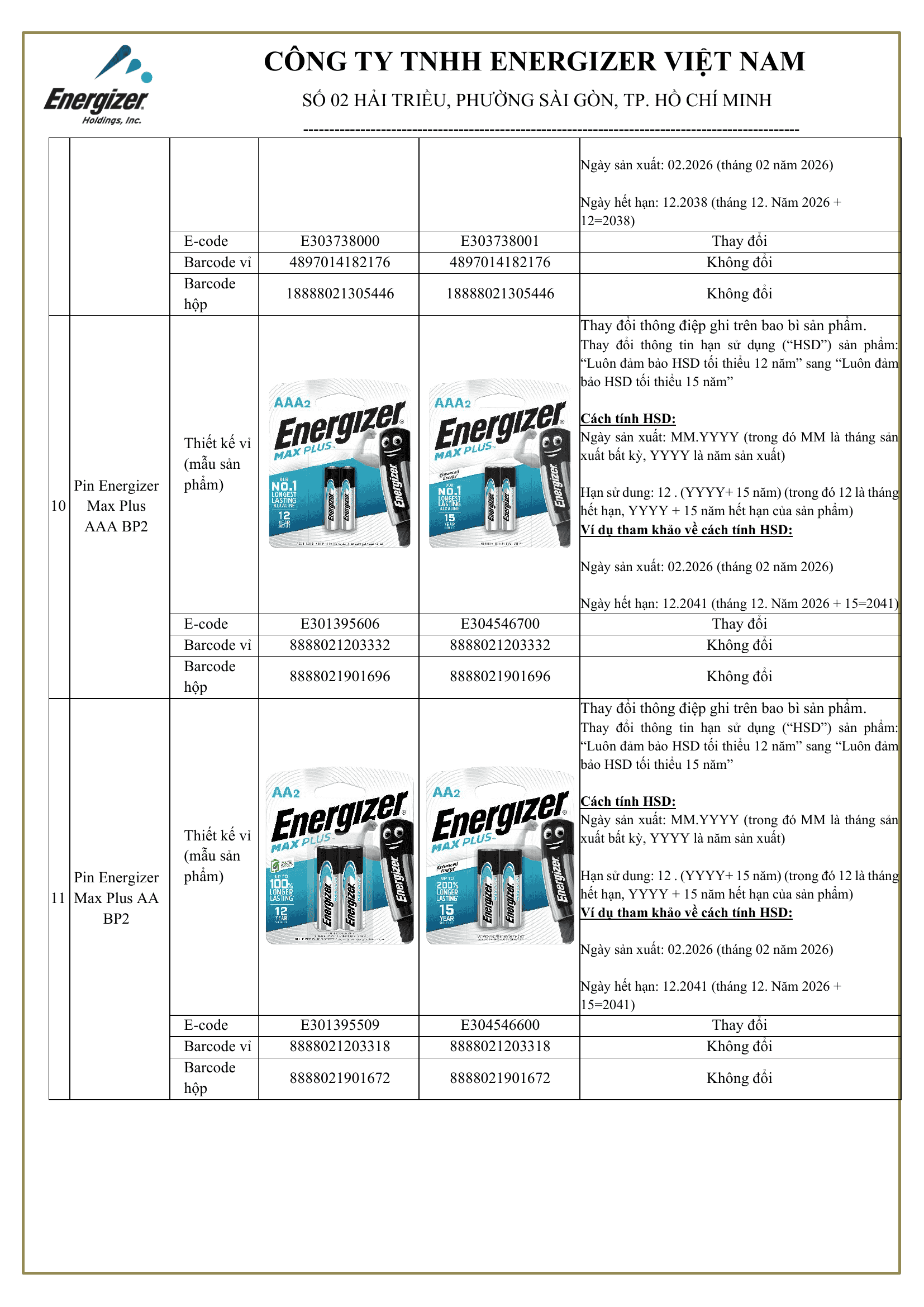Energizer Max Plus AA AAA thay đổi bao bì và hạn sử dụng tối thiểu 15 năm