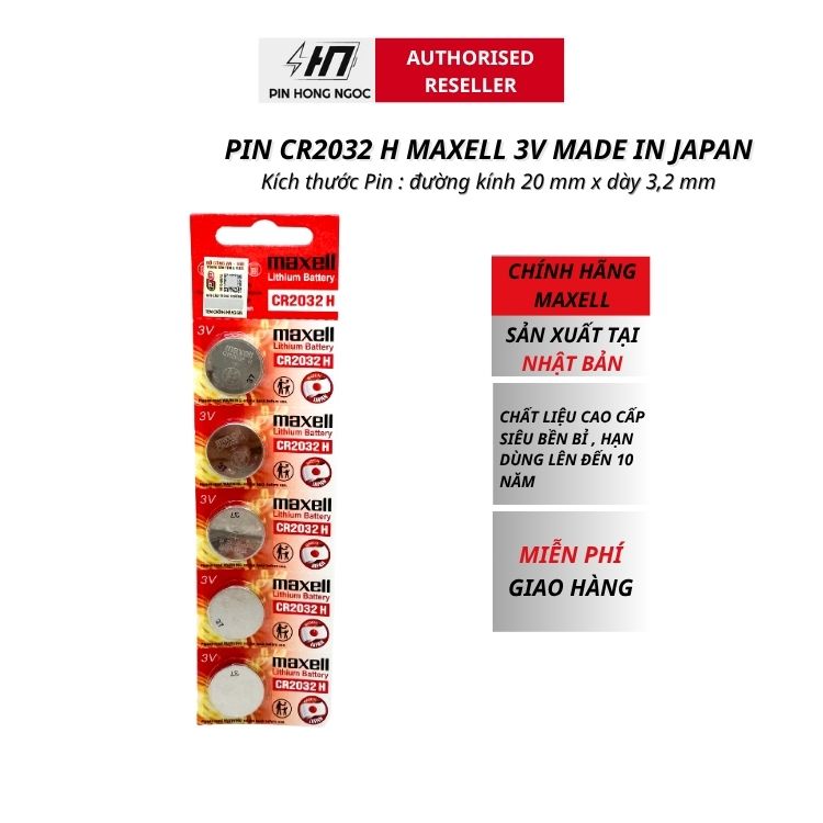 Pin Maxell CR2032 H Lithium 3V Made In Japan chính hãng có hóa đơn VAT