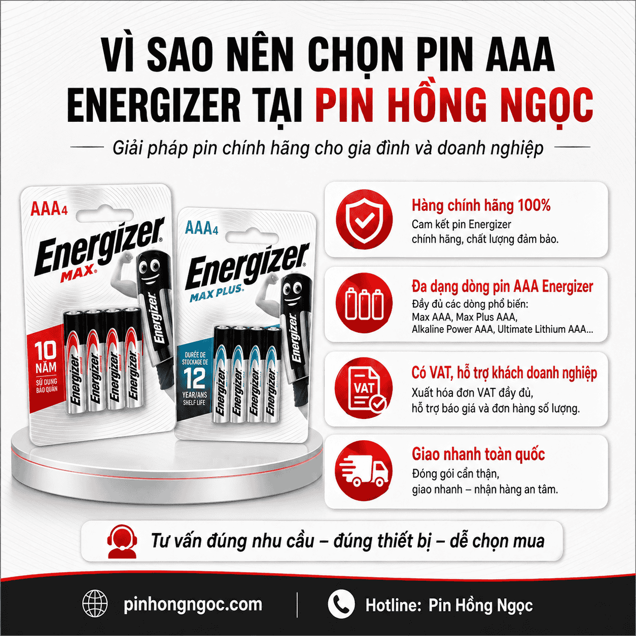 Vì sao nên mua pin AAA Energizer tại Pin Hồng Ngọc