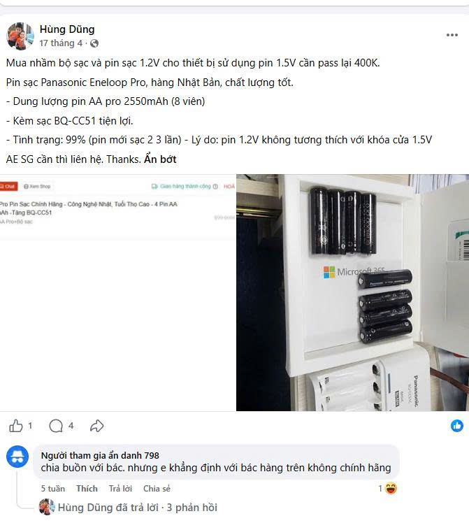 Kiểm tra bao bì mã sản phẩm và nguồn bán pin sạc Eneloop trước khi mua