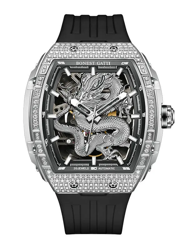 BONEST GATTI GHOST DRAGON STAR AUTOMATIC SILVER DIAMOND BG5605-A1