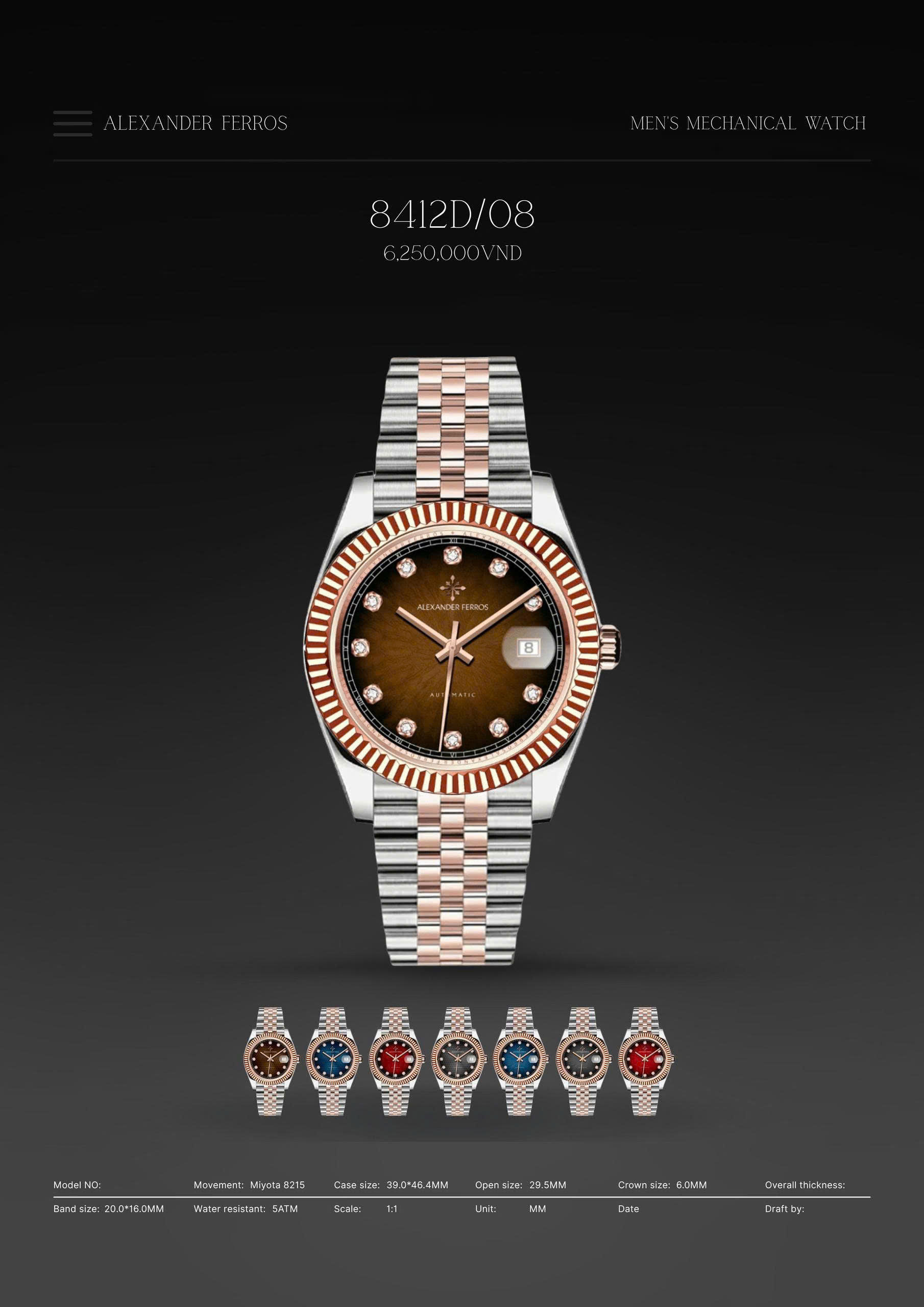 Đồng Hồ Nam Alexander Ferros 8412D/08