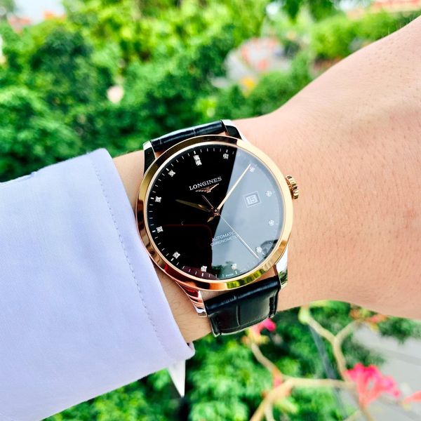 LONGINES RECORD BLACK DIAMOND 18K BEZEL L2.821.5.57.2