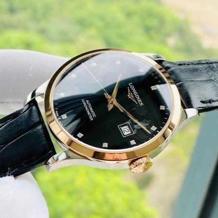 LONGINES RECORD BLACK DIAMOND 18K BEZEL L2.821.5.57.2