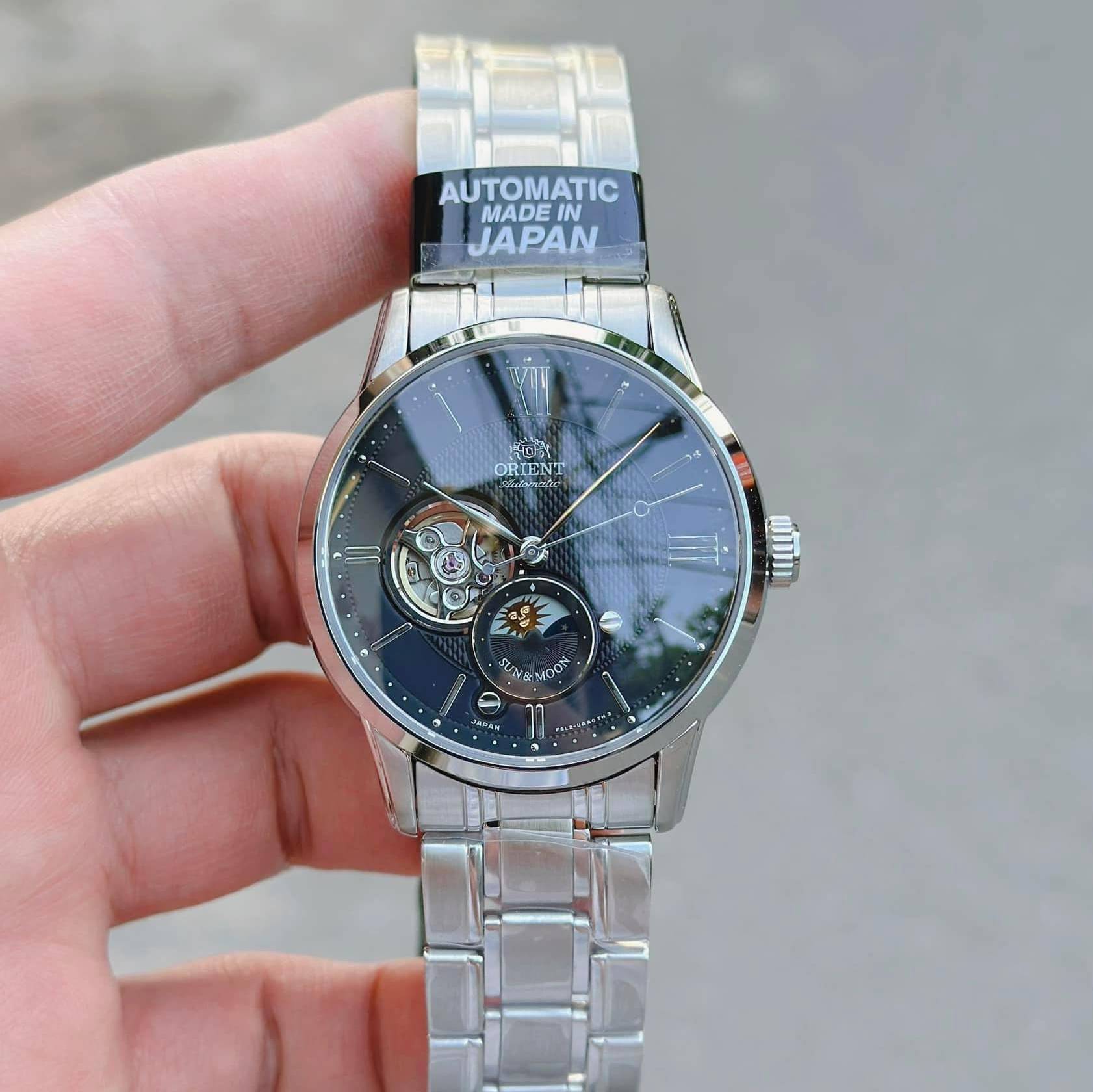 ORIENT OPEN HEART BLACK STEEL SUN & MOON GEN 4 RN-AS0001B (Nội địa)