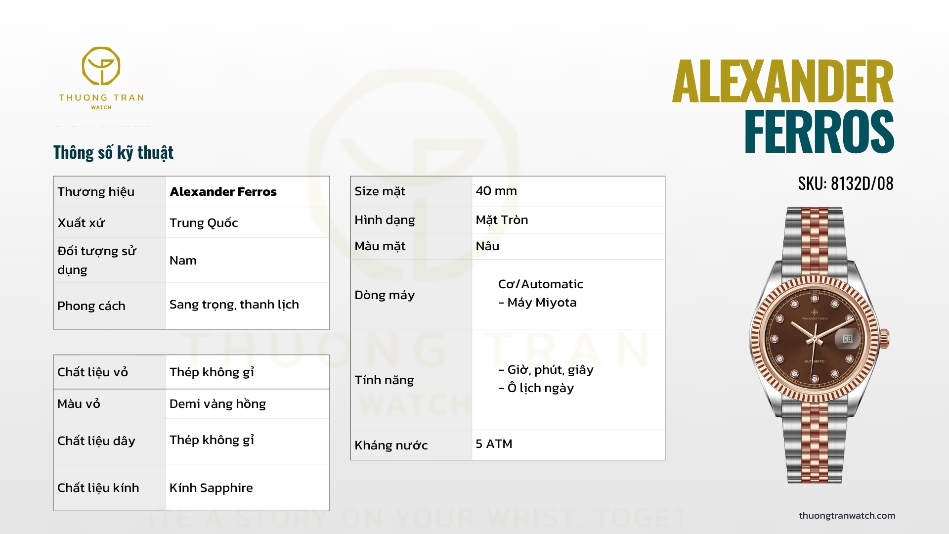 ĐỒNG HỒ NAM ALEXANDER FERROS 8132D/08