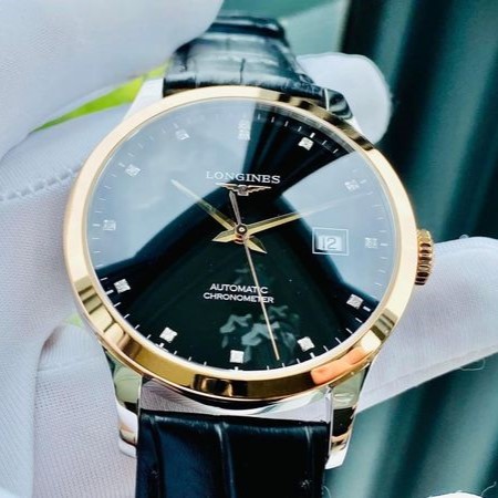 LONGINES RECORD BLACK DIAMOND 18K BEZEL L2.821.5.57.2