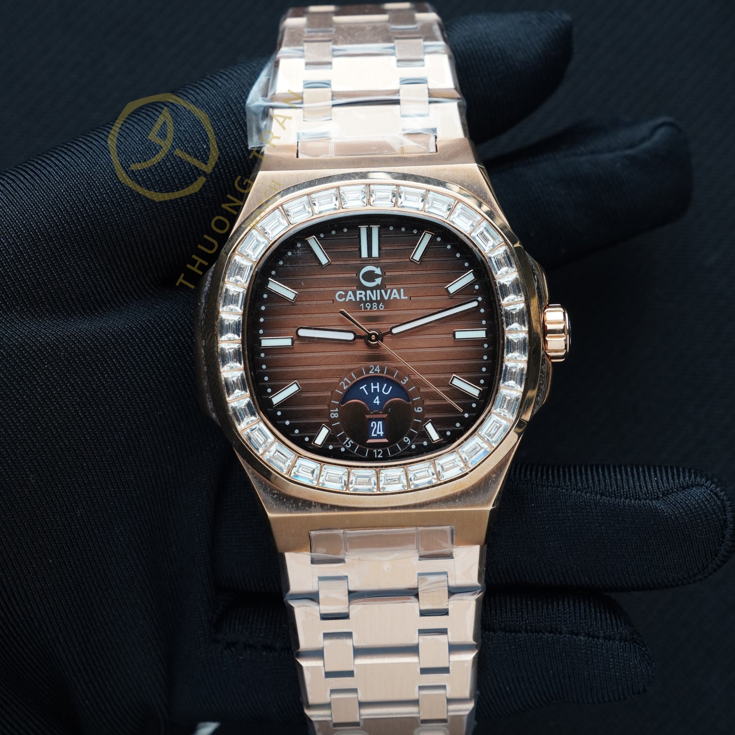 CARNIVAL 1986 NAUTILUS ROSE GOLD AUTOMATIC BROWN 8110G-VH-N