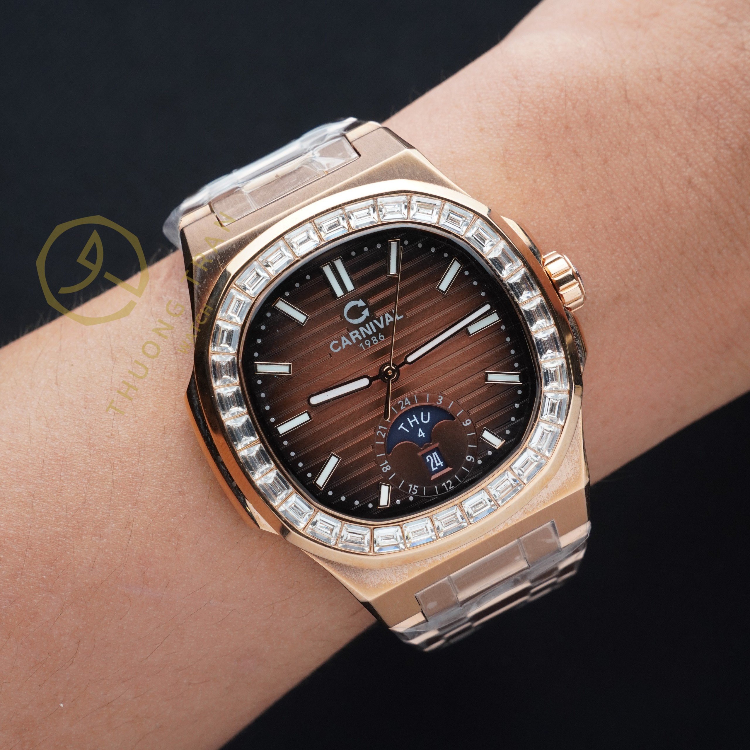 CARNIVAL 1986 NAUTILUS ROSE GOLD AUTOMATIC BROWN 8110G-VH-N