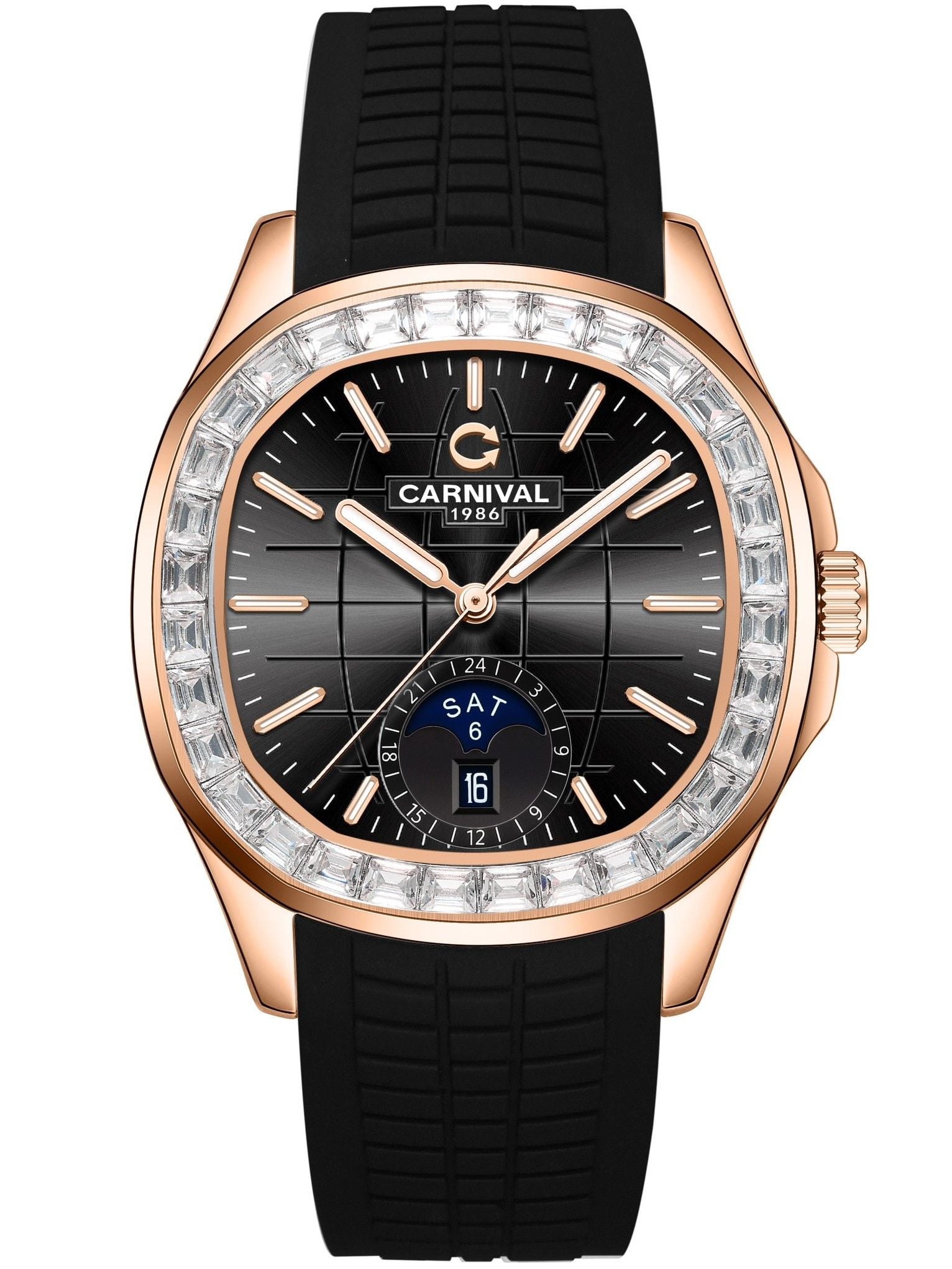 CARNIVAL 1986 AQUANUS ROSE GOLD AUTOMATIC BLACK 8113G2-VH-DCS-D