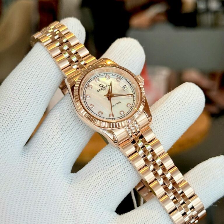 ĐỒNG HỒ NỮ CARNIVAL QUARTZ XÀ CỪ TRẮNG 8131L-VH-TK