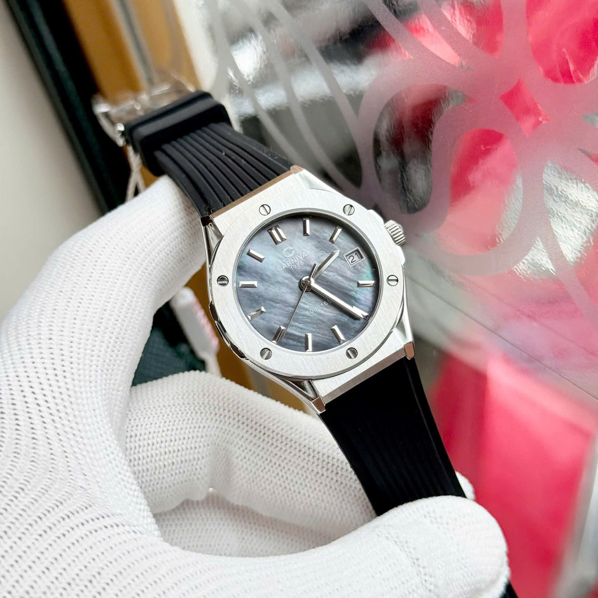 ĐỒNG HỒ ĐÔI CARNIVAL 8168G-VT-DCS-DK BLACK MOP - CARNIVAL 8168L-VT-DCS-DK BLACK MOP