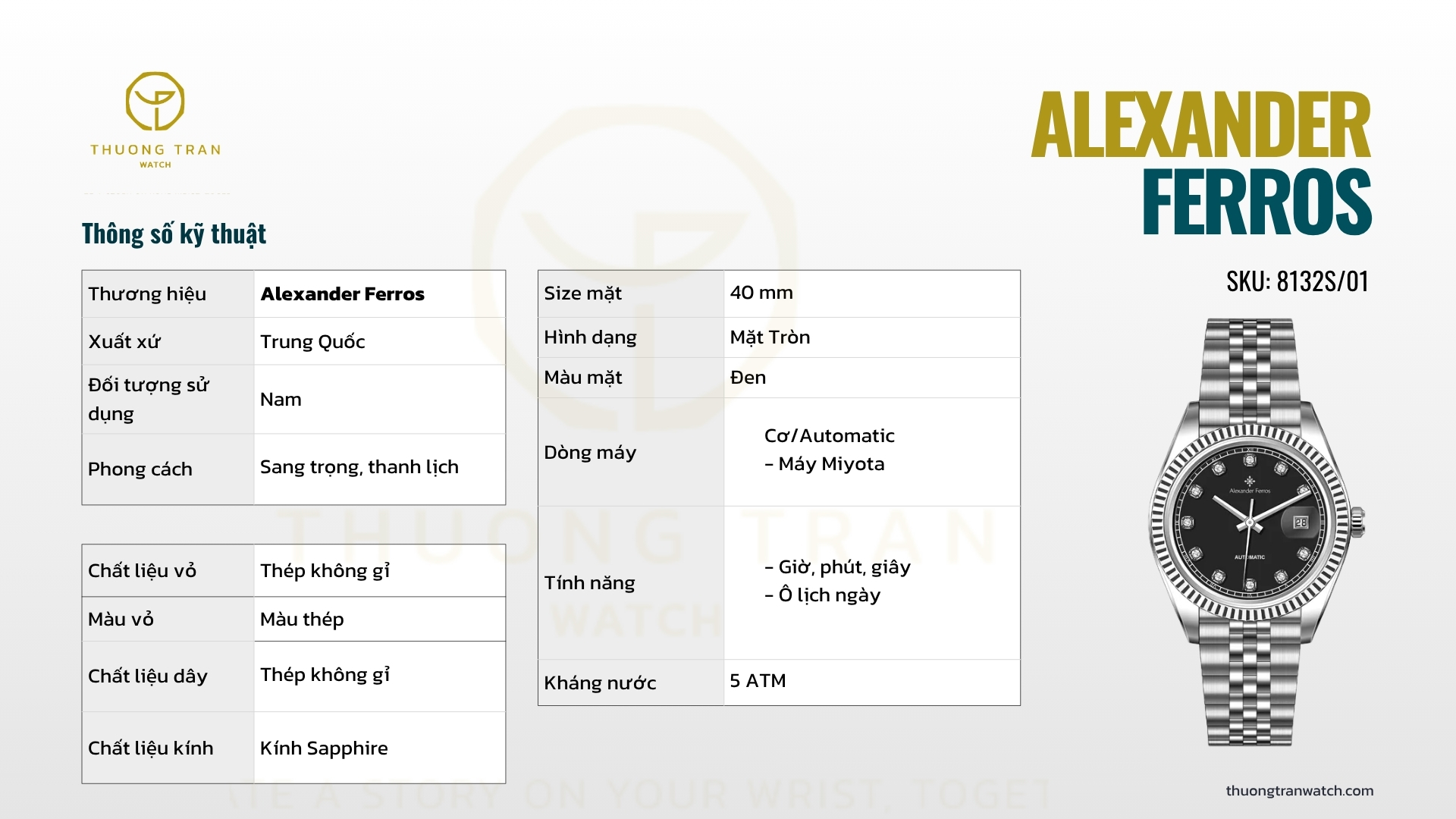 ĐỒNG HỒ NAM ALEXANDER FERROS 8132S/01