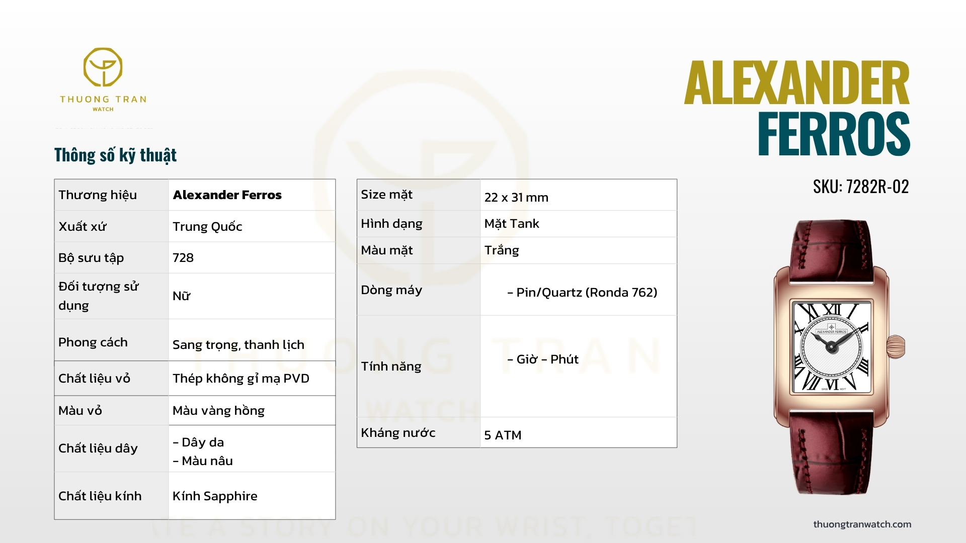 Đồng Hồ Nữ Alexander Ferros 7282R-02