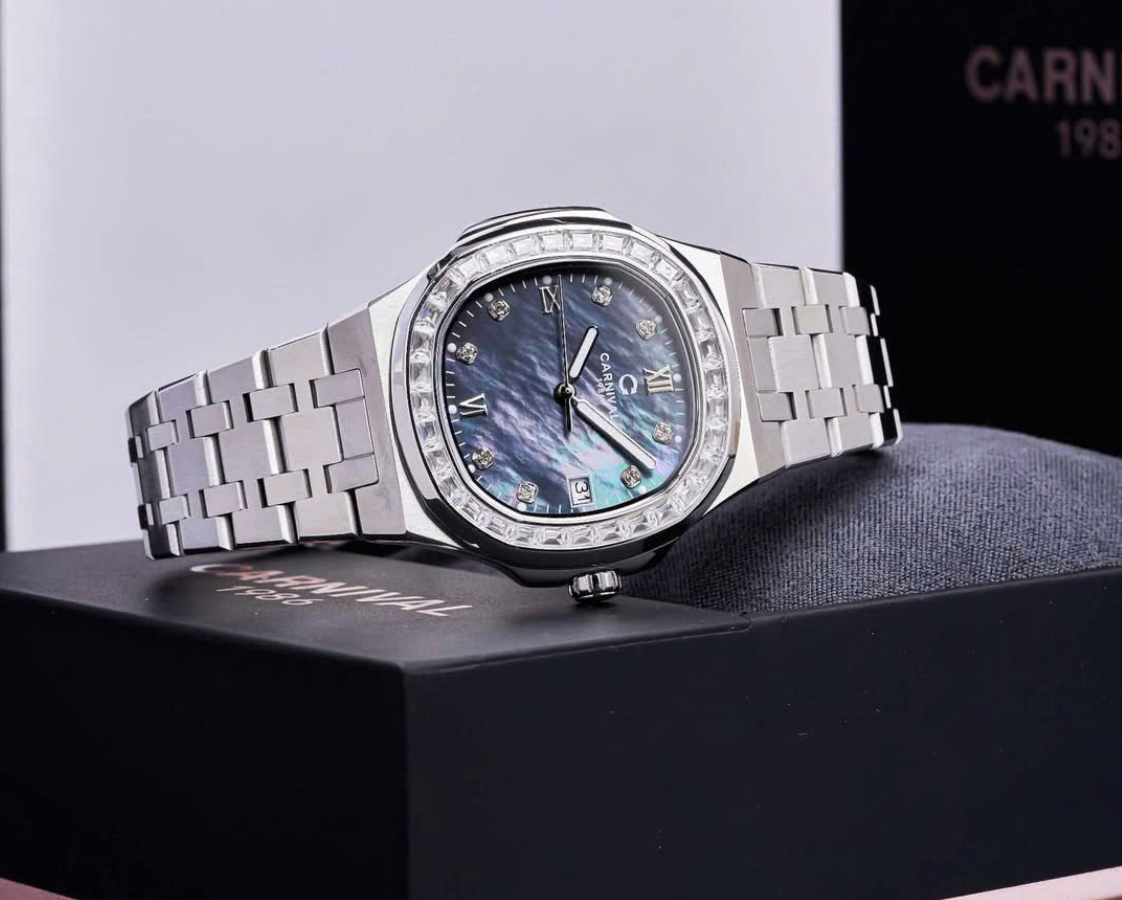 ĐỒNG HỒ NỮ CARNIVAL QUARTZ XÀ CỪ ĐEN 8160L2-VT-DK