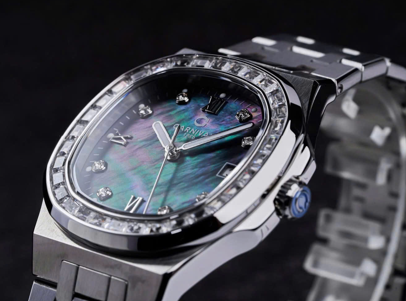 ĐỒNG HỒ NỮ CARNIVAL QUARTZ XÀ CỪ ĐEN 8160L2-VT-DK