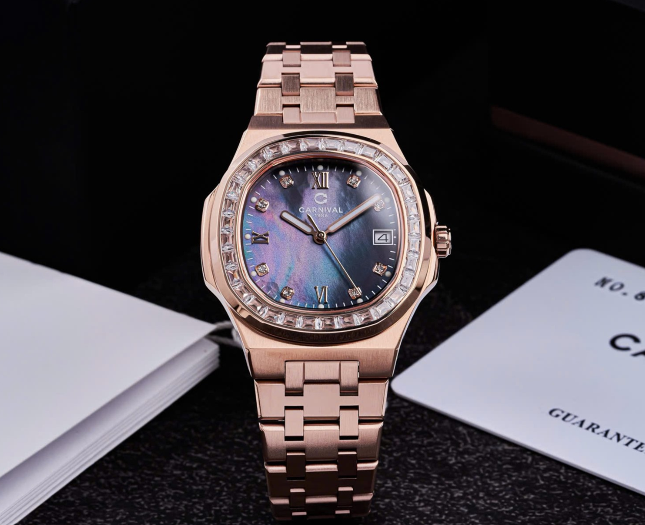 ĐỒNG HỒ NỮ CARNIVAL QUARTZ XÀ CỪ ĐEN 8160L2-VH-DK